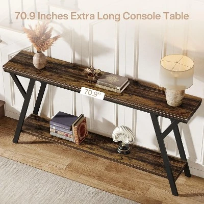 Tribesigns 70.9-Inch Narrow Long Entryway Console Table, 2-Tier Industrial Sofa Table Behind Couch For Hallway, Living Room, Foyer 6 Tribesigns 70.9-Inch Narrow Long Entryway Console Table, 2-Tier Industrial Sofa Table Behind Couch For Hallway, Living Room, Foyer - Image 6