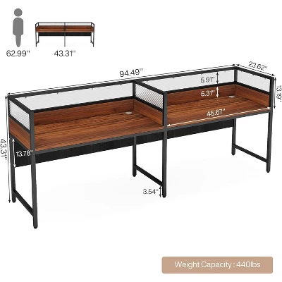 Tribesigns 94.48" Two-Person Office Desk With Privacy Panel, Long Computer Office Double Desk 2 Tribesigns 94.48" Two-Person Office Desk With Privacy Panel, Long Computer Office Double Desk - Image 2