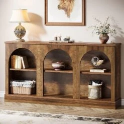 Tribesigns Farmhouse Console Table, 62.99-Inch Long Entryway Table With 3 Tier Storage