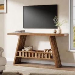 Tribesigns 63-Inch Long Entryway Console Table, Farmhouse 2-Tier Narrow Sofa Table Behind The Couch For Living Room, Hallway, Rustic Brown -Tribesigns Sales Store GUEST 222842a6 d099 463b ab4b a5eae9928eca