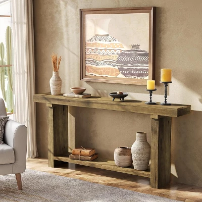 Tribesigns 70.9"Solid Wood Console Table, Farmhouse Entryway Accent Table For Living Room, Entrance, Hallway, Foyer, Dark Brown 2 Tribesigns 70.9"Solid Wood Console Table, Farmhouse Entryway Accent Table For Living Room, Entrance, Hallway, Foyer, Dark Brown - Image 2