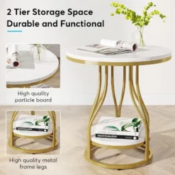 Tribesigns Modern Round Side Table, 2-Tier End Table With Storage For Couch Side, Sofa Side Table With Metal Frame For Living Room -Tribesigns Sales Store GUEST 2c5c4240 e3e3 4344 a638 90387b78568c