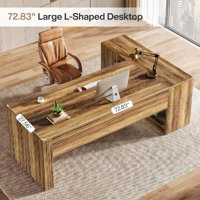 Tribesigns 72.8" L-Shaped Desk, Large Executive Desk With 47.24" Cabinet For Home Office 7 Tribesigns 72.8" L-Shaped Desk, Large Executive Desk With 47.24" Cabinet For Home Office - Image 7