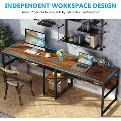 Tribesigns Double Desk With Bookshelf, 78.7" Computer Office Double Desk For Two Persons, Writing Desk Workstation With Shelf For Home Office 5 Tribesigns Double Desk With Bookshelf, 78.7" Computer Office Double Desk For Two Persons, Writing Desk Workstation With Shelf For Home Office - Image 5