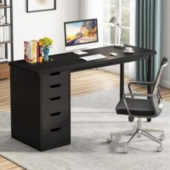 Tribesigns Computer Desk With 5 Drawers, 47 Inches Modern Simple Home Office Desk Study Writing Table For Small Spaces