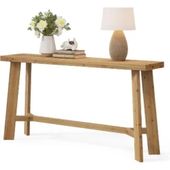 Tribesigns Solid Wood Console Table, 63-Inch Long Farmhouse Entryway Table, Sofa Console Behind Couch, For Living Room, Hallway, Entrance, Brown -Tribesigns Sales Store GUEST 2f4a5e98 f37d 49a3 a64e 084d46484063
