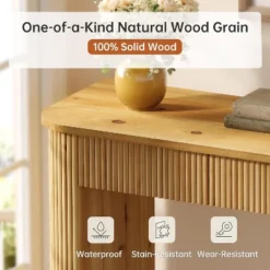 Tribesigns Solid Wood Fluted Console Table With Drawers, 39" Modern Compact Entryway Sofa Table For Small Space, Living Room, Hallway, Foyer, Oak -Tribesigns Sales Store GUEST 309f0372 8485 4236 91fe 066a6c18ae18