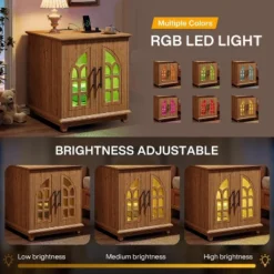 Tribesigns Nightstand With Charging Station & Light, 23.6" Square Night Stand Wooden Bedside Table With Outlet, End Table With Storage, Brown -Tribesigns Sales Store GUEST 31503e83 a7fd 45be a47e c6222648faf9