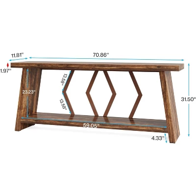 Tribesigns 70.86-Inch 2-Tier Long Sofa Table For Living Room 2 Tribesigns 70.86-Inch 2-Tier Long Sofa Table For Living Room - Image 2