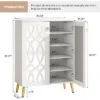 Tribesigns Mirrored Shoe Cabinet, 5-Tier White Modern Shoe Organizer Cabinet With Doors, Shoe Rack Closet Storage Cabinet For Entryway, Bedroom,White