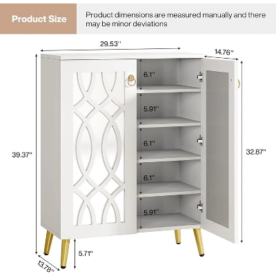 Tribesigns Mirrored Shoe Cabinet, 5-Tier White Modern Shoe Organizer Cabinet With Doors, Shoe Rack Closet Storage Cabinet For Entryway, Bedroom,White -Tribesigns Sales Store GUEST 32f91197 daa9 4d1c bb25 ff157f2de55f