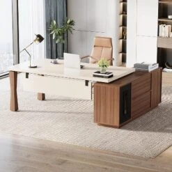 Tribesigns L-Shaped Computer Desk With Cabinet