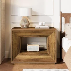Tribesigns 2-Tier Large Nightstand With Shelf, 35.43 -InchOversized Night Stand For Bedroom, Rustic Brown Side Table For Bedroom,Brown -Tribesigns Sales Store GUEST 33468c28 8432 444c a007 107569f6dc10