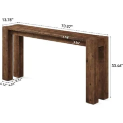 Tribesigns Solid Wood Console Table, 70.9" Extra Long Farmhouse Sofa Table Behind Couch, For Living Room, Foyer, Hallway, Rustic Brown