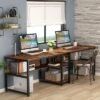 Tribesigns Double Desk With Bookshelf, 78.7" Computer Office Double Desk For Two Persons, Writing Desk Workstation With Shelf For Home Office