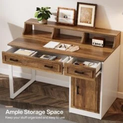 Tribesigns Modern Computer Desk With Drawers & Hutch, Executive Desk With Storage Door Cabinet And Monitor Stand For Home Office -Tribesigns Sales Store GUEST 3674bd3b fe1c 48f2 a54f ecf832421325