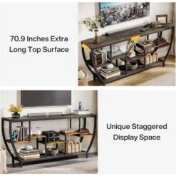 Tribesigns 70.86 Inch Long Sofa Table With Shelves, Rustic Console Table With Storage, Industrial Entryway Table TV Stand -Tribesigns Sales Store GUEST 373cc6ec f1b4 4be5 8d6f f60b953a31de