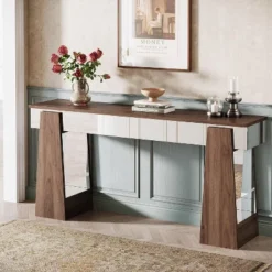 Tribesigns Mirrored Console Table, 63-Inch Farmhouse Entryway Table, Wooden Behind Couch Sofa Table For Entrance, Hallway, Foyer, Living Room -Tribesigns Sales Store GUEST 38357ec5 2246 411b ba44 4132c02cc309