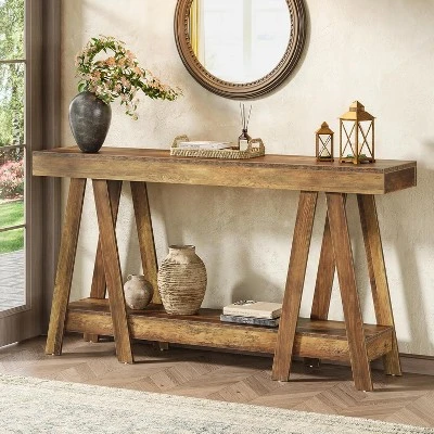 Tribesigns 70.87" Farmhouse Console Table, 2-Tier Entryway Accent Table Behind Sofa 1 Tribesigns 70.87" Farmhouse Console Table, 2-Tier Entryway Accent Table Behind Sofa