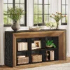 Tribesigns 63" Console Tables, Farmhouse Entryway Table With 6 Storage Cubes, Sofa Tables For Living Room, Hallway
