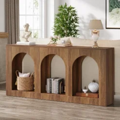 Tribesigns 70.9" Wood Console Table With 3 Arched Shelves For Foyer, Hallway -Tribesigns Sales Store GUEST 3b52c13d 537a 4c39 8661 74de1333aebc