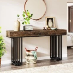 Tribesigns 55-Inch Console Table For Entryway, Industrial Hallway Table With Stylish Metal Frame For Living Room, Entrance
