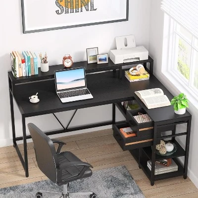 Tribesigns Reversible L-shaped Computer Desk With Drawer, Corner Desk Table With Storage Shelves And Monitor Stand For Home Office 7 Tribesigns Reversible L-shaped Computer Desk With Drawer, Corner Desk Table With Storage Shelves And Monitor Stand For Home Office - Image 7