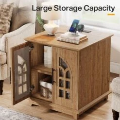 Tribesigns Nightstand With Charging Station & Light, 23.6" Square Night Stand Wooden Bedside Table With Outlet, End Table With Storage, Brown -Tribesigns Sales Store GUEST 43a03608 a3a3 4f1f 94f7 d89043745b80