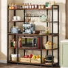 Tribesigns 55" Kitchen Hutch Cabinet Microwave Stand With 11 Hooks, 5-tier Baker’s Rack With Storage Shelf