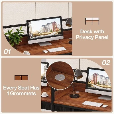 Tribesigns 94.48" Two-Person Office Desk With Privacy Panel, Long Computer Office Double Desk 8 Tribesigns 94.48" Two-Person Office Desk With Privacy Panel, Long Computer Office Double Desk - Image 8