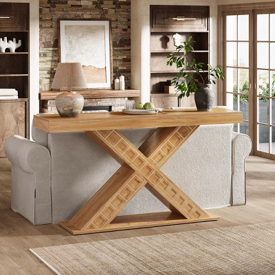 Tribesigns 55.12" Console Table, Modern Sofa Table Entryway Table With Thicken X Base 3 Tribesigns 55.12" Console Table, Modern Sofa Table Entryway Table With Thicken X Base - Image 3
