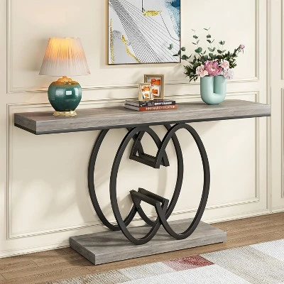 Tribesigns 55" Console Entryway Table With Geometric Metal Base 1 Tribesigns 55" Console Entryway Table With Geometric Metal Base