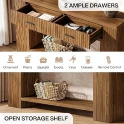 Tribesigns 59" Console Table, 2-Drawer Farmhouse Entryway Table With Storage Shelf, Sofa Table Behind Couch For Hallway, Living Room, Foyer -Tribesigns Sales Store GUEST 4c0778a1 01b1 4dc9 b613 b0a6a2e6c72e