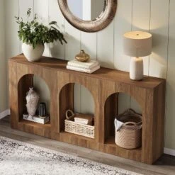 Tribesigns 70.9" Wood Console Table With 3 Arched Shelves For Foyer, Hallway -Tribesigns Sales Store GUEST 4c6dea27 29e6 4bdf b597 a709fae4b458