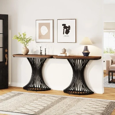 Tribesigns Console Table, Entryway Table With Geometric Metal Base, 39" Small Sofa Accent Table For Home 7 Tribesigns Console Table, Entryway Table With Geometric Metal Base, 39" Small Sofa Accent Table For Home - Image 7
