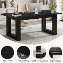 Tribesigns 63-Inch Executive Computer Desk, Industrial Writing Table With Solid Wooden Base For Home Office -Tribesigns Sales Store GUEST 4d804d7d 6a12 4f92 a770 5e3f5da9ccd7