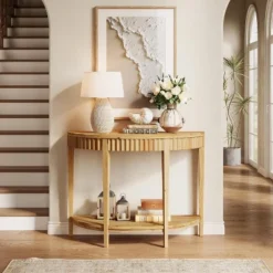 Tribesigns Solid Wood Half Moon Console Table, 2-Tier Farmhouse Fluted Entryway Table For Living Room, Hallway, Entrance, Foyer -Tribesigns Sales Store GUEST 4da139c9 20a8 4f72 b7a0 af4c765c82a9