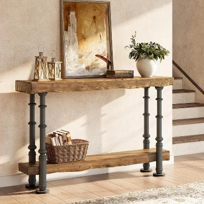 Tribesigns Solid Wood Console Table For Entryway, 55-Inch Long Sofa Table With Shelf, Behind Couch For Foyer, Hallway, Living Room 3 Tribesigns Solid Wood Console Table For Entryway, 55-Inch Long Sofa Table With Shelf, Behind Couch For Foyer, Hallway, Living Room - Image 3