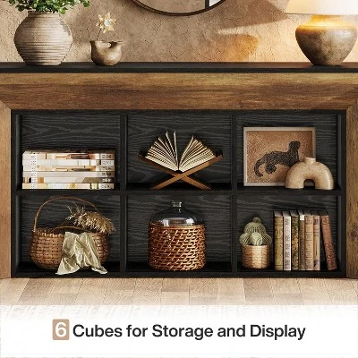 Tribesigns 63" Console Tables, Farmhouse Entryway Table With 6 Storage Cubes, Sofa Tables For Living Room, Hallway 6 Tribesigns 63" Console Tables, Farmhouse Entryway Table With 6 Storage Cubes, Sofa Tables For Living Room, Hallway - Image 6