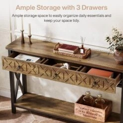 Tribesigns Farmhouse Console Table With 3 Drawers, 55" Entryway Table With 2-Tier Storage Shelf For Living Room, Entrance, Hallway, Foyer -Tribesigns Sales Store GUEST 54ccf64e 8af9 443c 9999 84c2a8fca56c