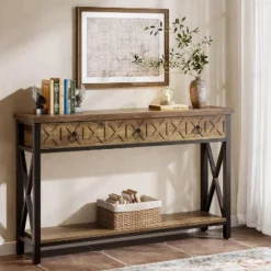 Tribesigns Farmhouse Console Table With 3 Drawers, 55" Entryway Table With 2-Tier Storage Shelf For Living Room, Entrance, Hallway, Foyer -Tribesigns Sales Store GUEST 559e1a69 9067 4ab0 a51b 8435ff23be24