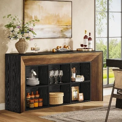 Tribesigns 63" Console Tables, Farmhouse Entryway Table With 6 Storage Cubes, Sofa Tables For Living Room, Hallway 4 Tribesigns 63" Console Tables, Farmhouse Entryway Table With 6 Storage Cubes, Sofa Tables For Living Room, Hallway - Image 4