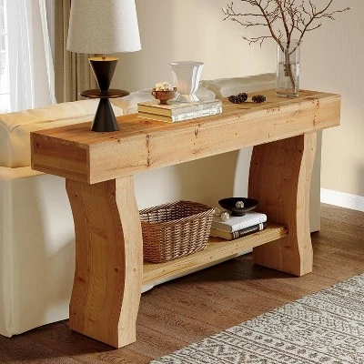 Tribesigns Solid Wood Console Table, 59-Inch Long Sofa Table With Stable Curved Legs For Entryway, Living Room, Hallway, Foyer 7 Tribesigns Solid Wood Console Table, 59-Inch Long Sofa Table With Stable Curved Legs For Entryway, Living Room, Hallway, Foyer - Image 7