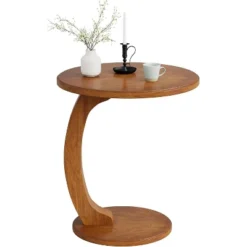 Tribesigns Round Side Table, Wooden C-Shaped End Table, Mid-Century Couch Side Table, Small Boho Side Table For Living Room, Bedroom -Tribesigns Sales Store GUEST 5750bfbe 1631 4788 9812 45cfbaee8e00