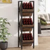 Tribesigns 3 Tier Wooden Freestanding Floor Bottle Rack, Wobble-Free Liquor Storage Stand, Liquor Bottle Organizer For Kitchen, Cellar