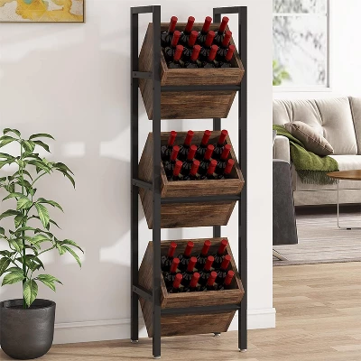 Tribesigns 3 Tier Wooden Freestanding Floor Bottle Rack, Wobble-Free Liquor Storage Stand, Liquor Bottle Organizer For Kitchen, Cellar 1 Tribesigns 3 Tier Wooden Freestanding Floor Bottle Rack, Wobble-Free Liquor Storage Stand, Liquor Bottle Organizer For Kitchen, Cellar