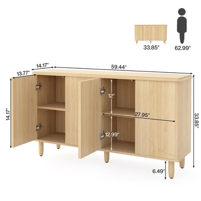 Tribesigns 59.4-Inch Buffet Cabinet Sideboard 5 Tribesigns 59.4-Inch Buffet Cabinet Sideboard - Image 5
