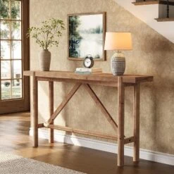 Tribesigns Solid Wood Console Table, 63" Long Farmhouse Entryway Sofa Table For Living Room, Hallway, Foyer, Entrance
