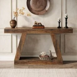 Tribesigns 55.12-Inch Farmhouse Console Table With Storage, Industrial Wooden Sofa Table -Tribesigns Sales Store GUEST 5cac12e9 f029 41fd 8549 e12c0b92ba08