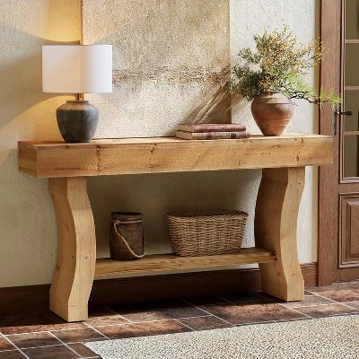Tribesigns Solid Wood Console Table, 59-Inch Long Sofa Table With Stable Curved Legs For Entryway, Living Room, Hallway, Foyer 1 Tribesigns Solid Wood Console Table, 59-Inch Long Sofa Table With Stable Curved Legs For Entryway, Living Room, Hallway, Foyer